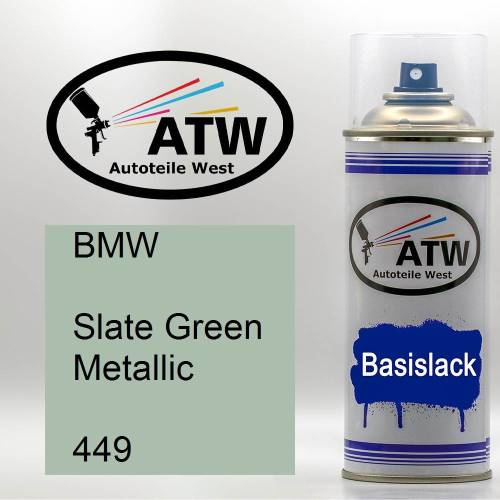 BMW, Slate Green Metallic, 449: 400ml Sprühdose, von ATW Autoteile West.